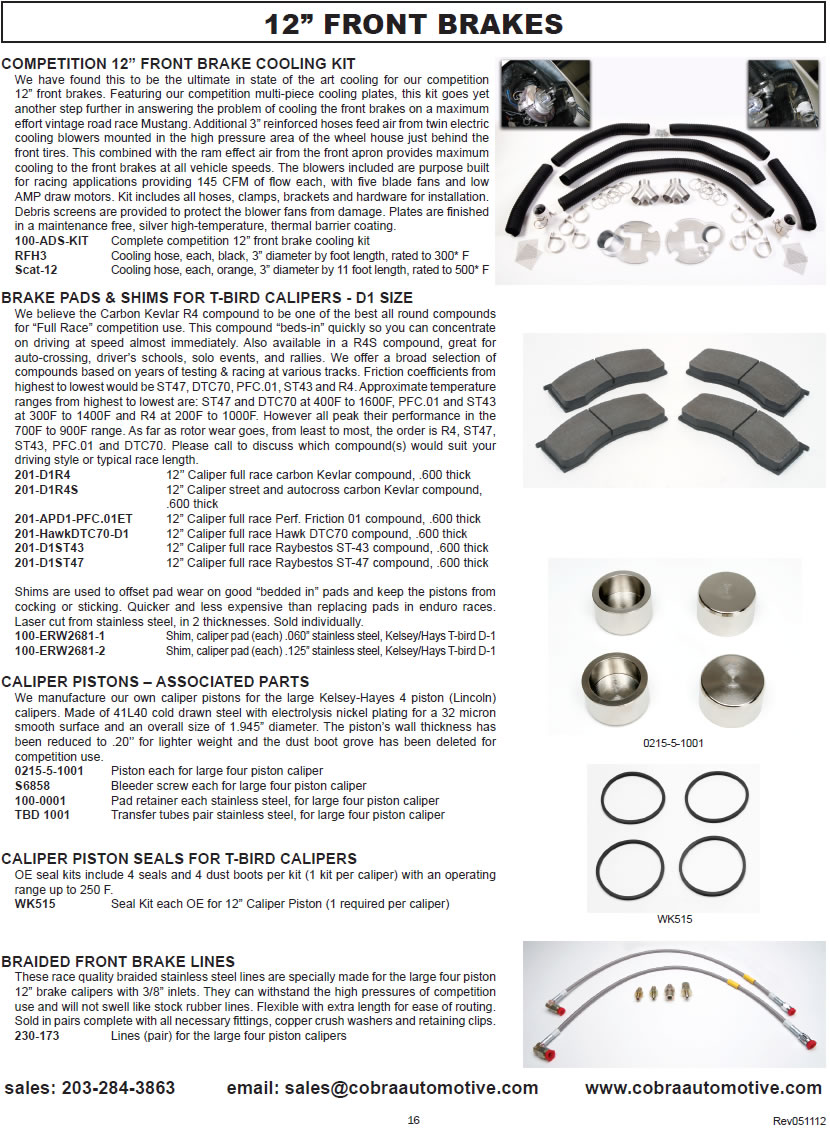 Front Brakes - catalog page 16